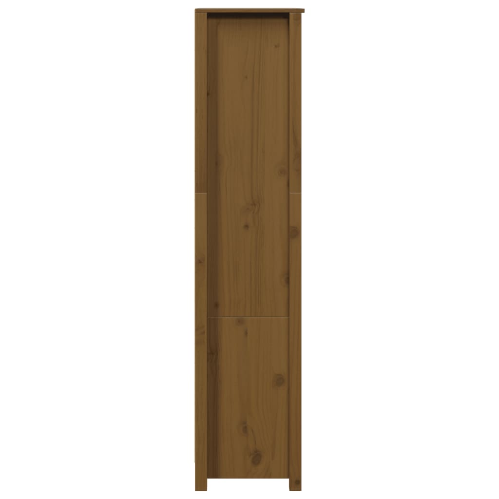 skab 80x35x154 cm massivt fyrretræ gyldenbrun