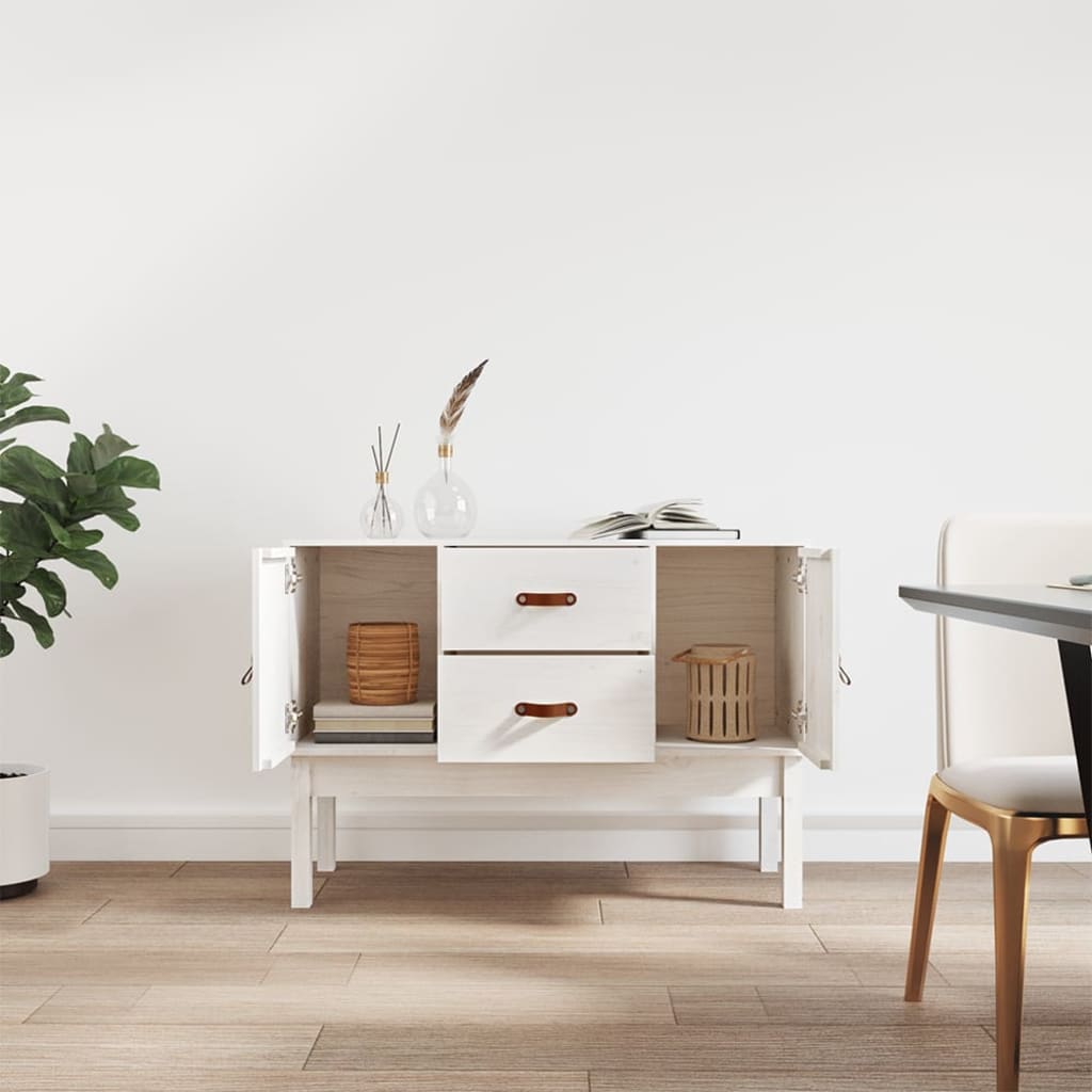 skænk 110x40x78 cm massivt fyrretræ hvid