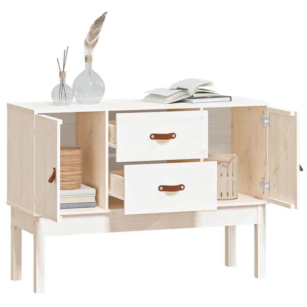 skænk 110x40x78 cm massivt fyrretræ hvid
