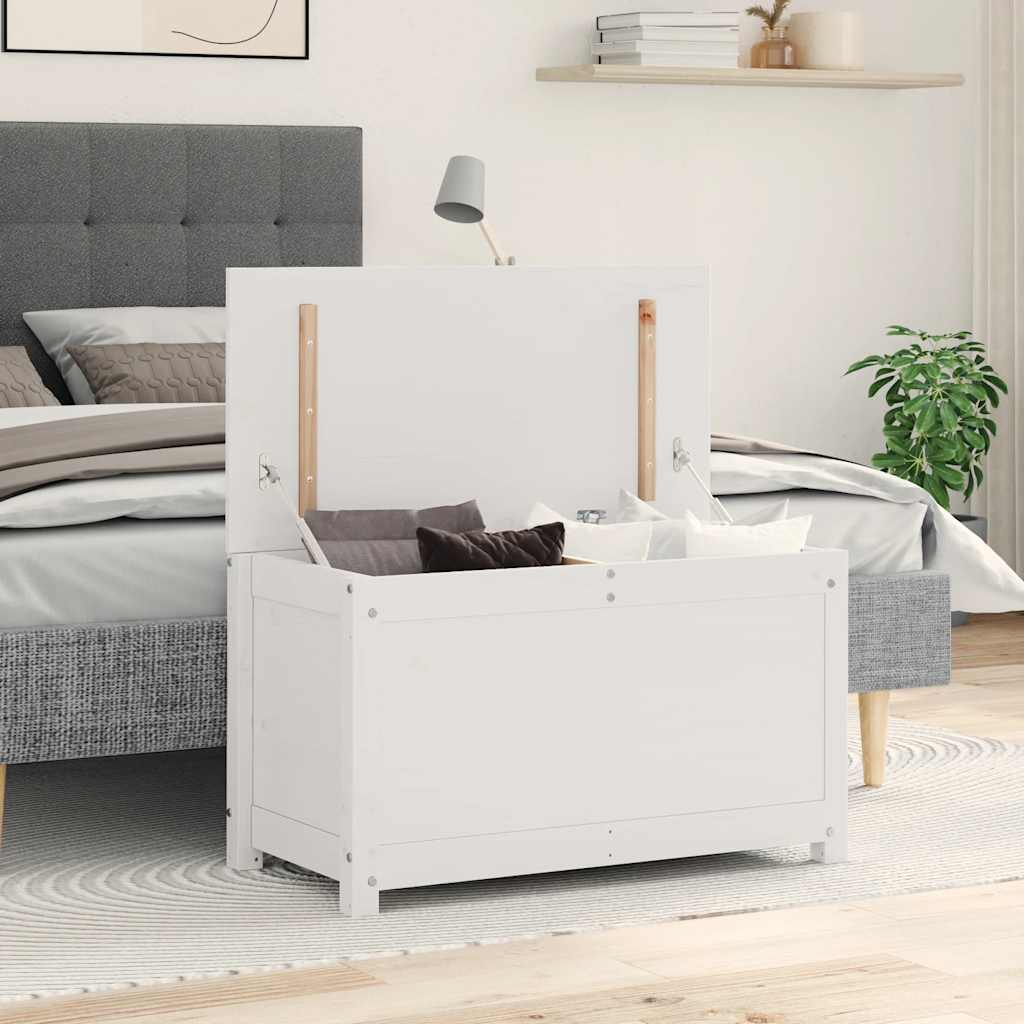 opbevaringskasse 80x40x45,5 cm massivt fyrretræ hvid