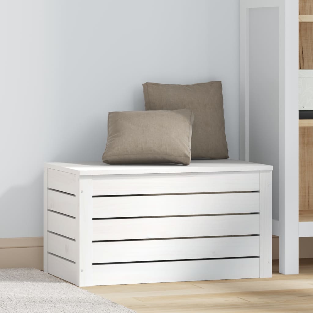 opbevaringskasse 59,5x36,5x33 cm massivt fyrretræ hvid