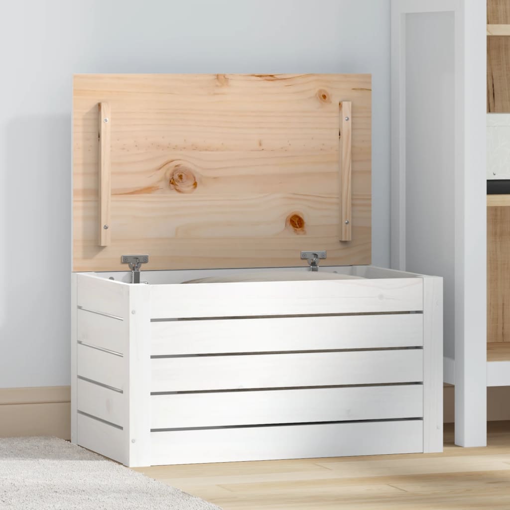 opbevaringskasse 59,5x36,5x33 cm massivt fyrretræ hvid