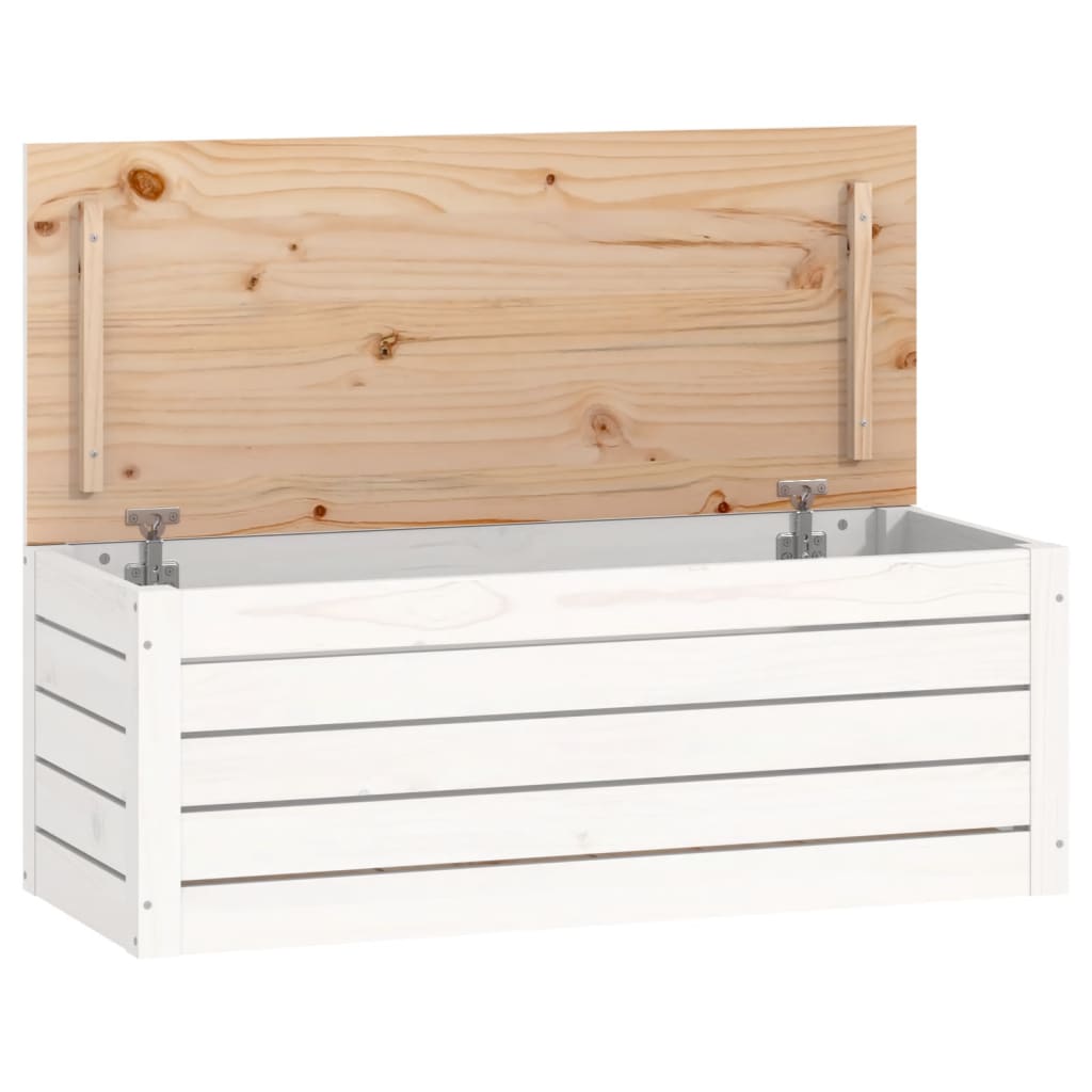 opbevaringskasse 89x36,5x33 cm massivt fyrretræ hvid