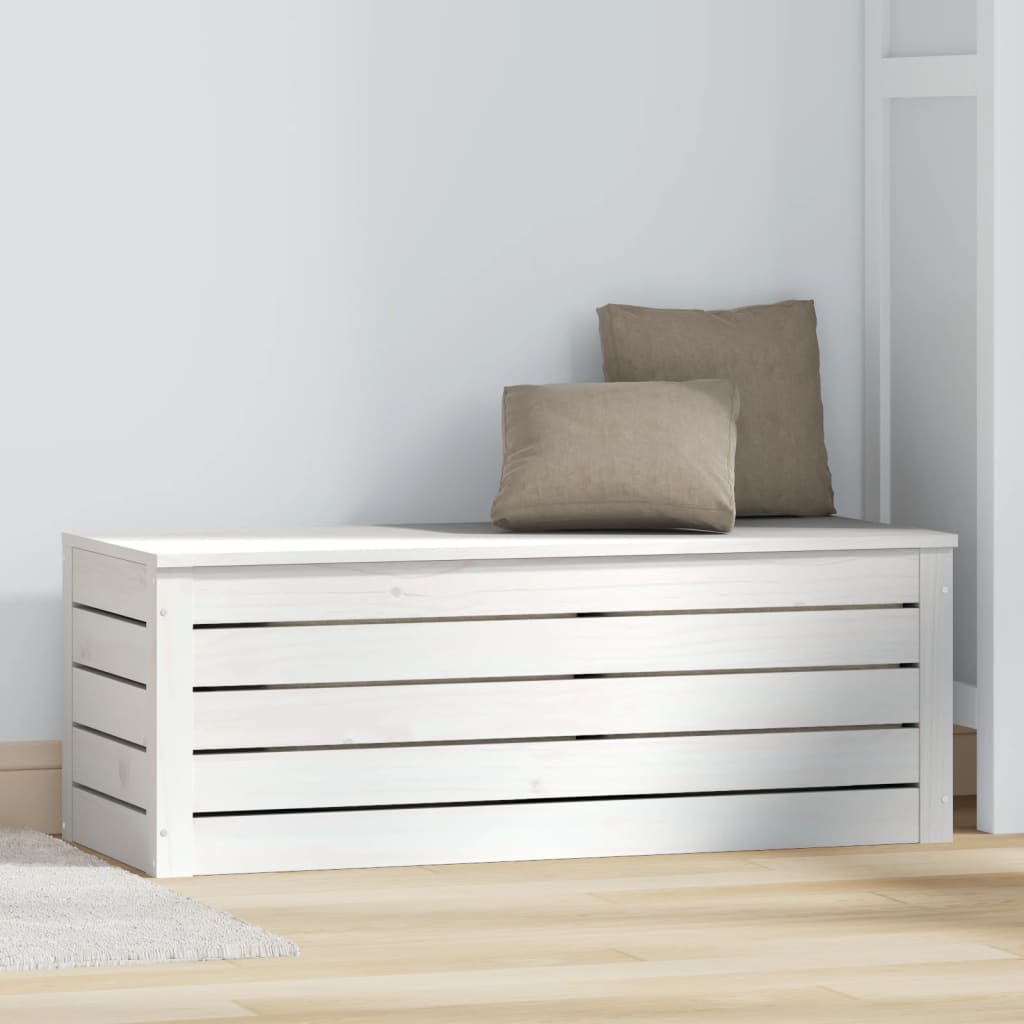 opbevaringskasse 89x36,5x33 cm massivt fyrretræ hvid