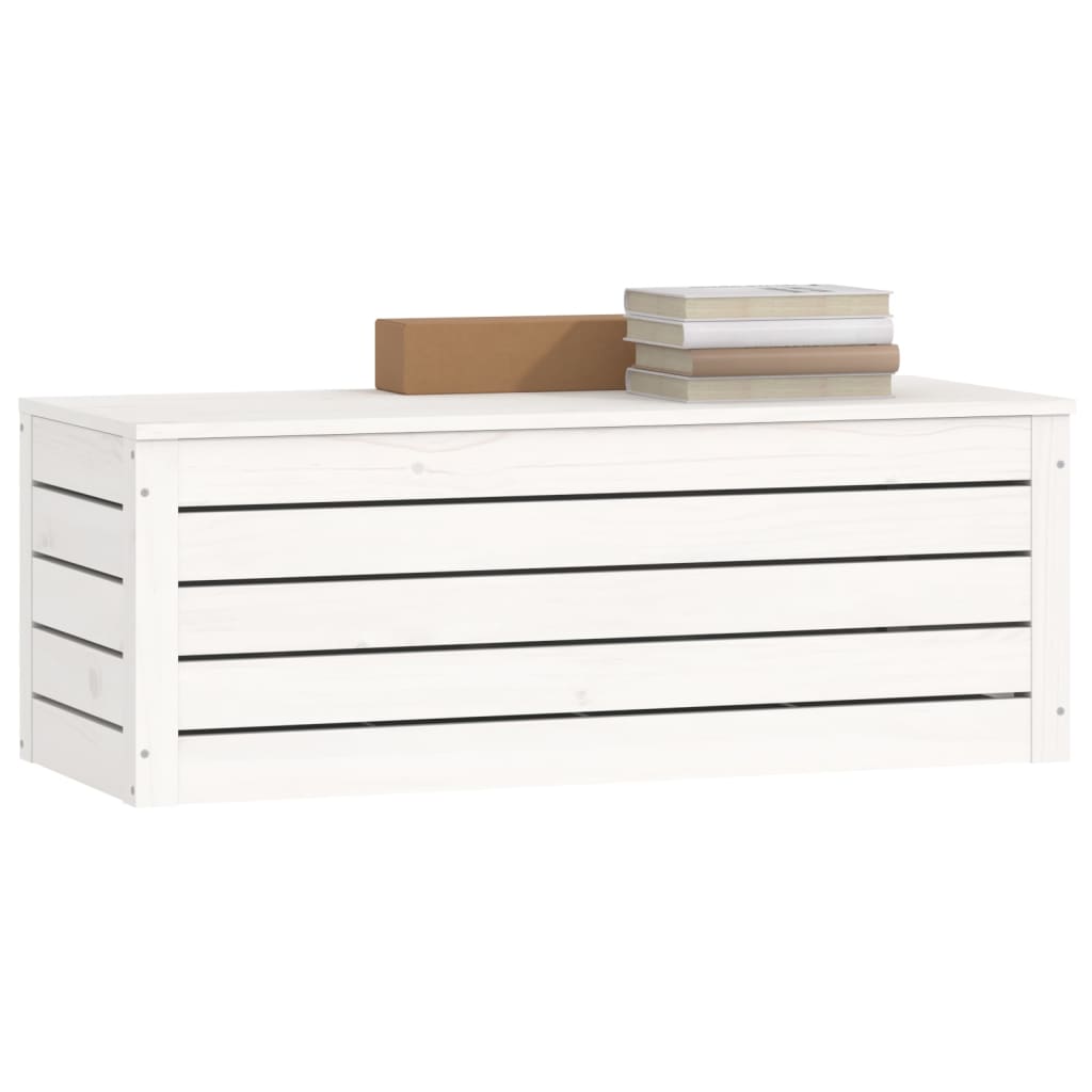 opbevaringskasse 89x36,5x33 cm massivt fyrretræ hvid
