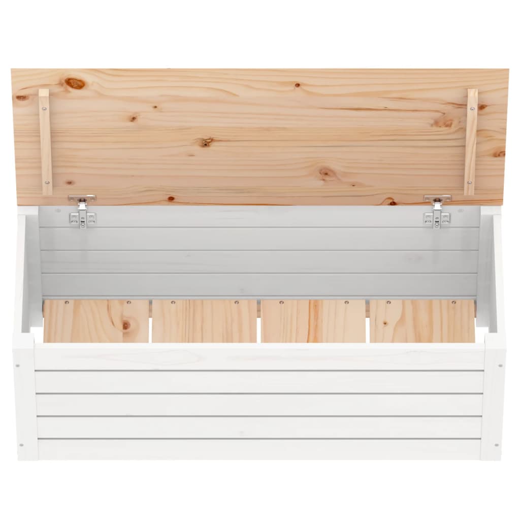 opbevaringskasse 89x36,5x33 cm massivt fyrretræ hvid