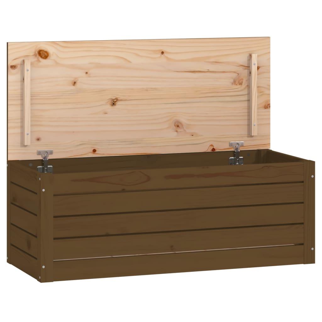 opbevaringskasse 89x36,5x33 cm massivt fyrretræ gyldenbrun