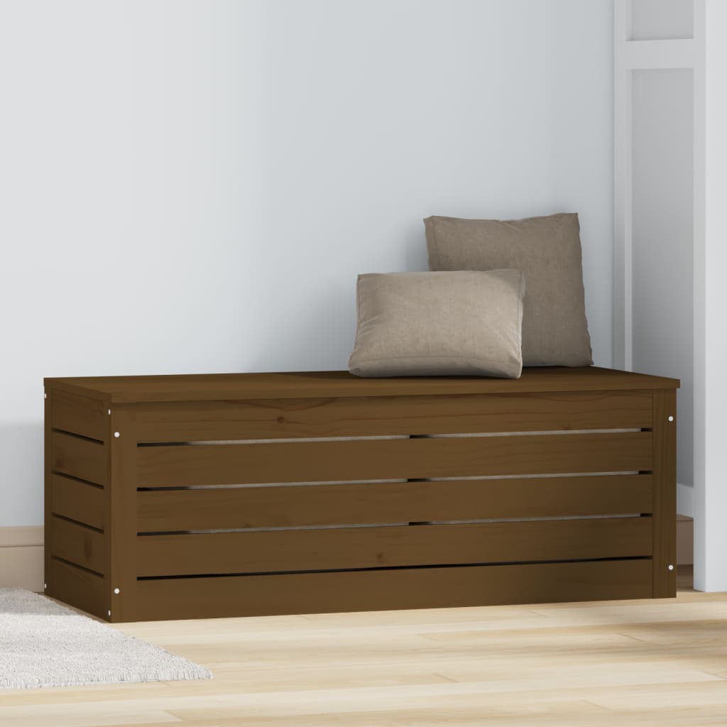 opbevaringskasse 89x36,5x33 cm massivt fyrretræ gyldenbrun