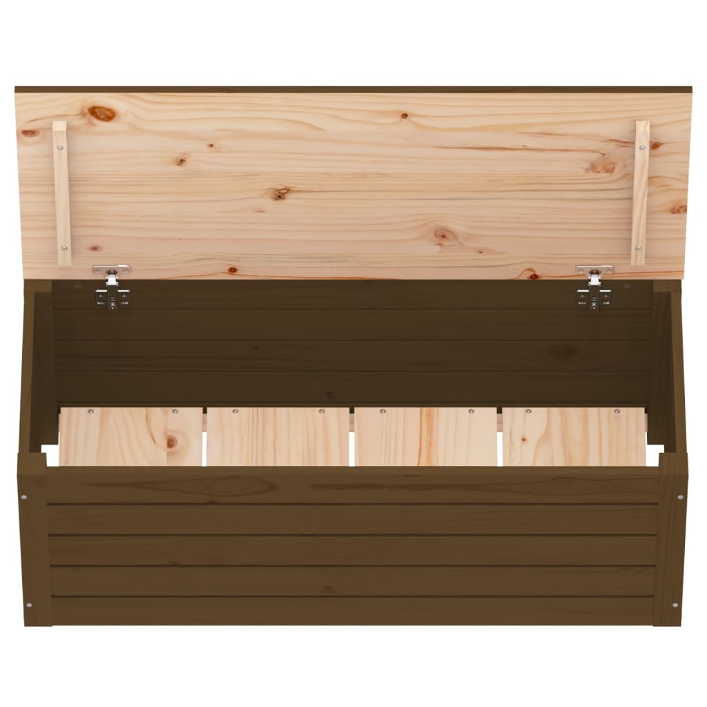 opbevaringskasse 89x36,5x33 cm massivt fyrretræ gyldenbrun