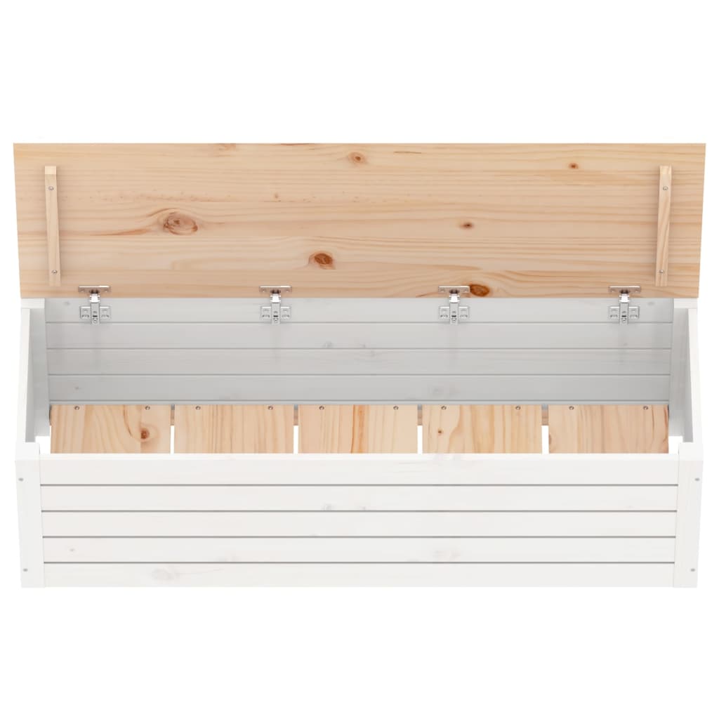 opbevaringskasse 109x36,5x33 cm massivt fyrretræ hvid