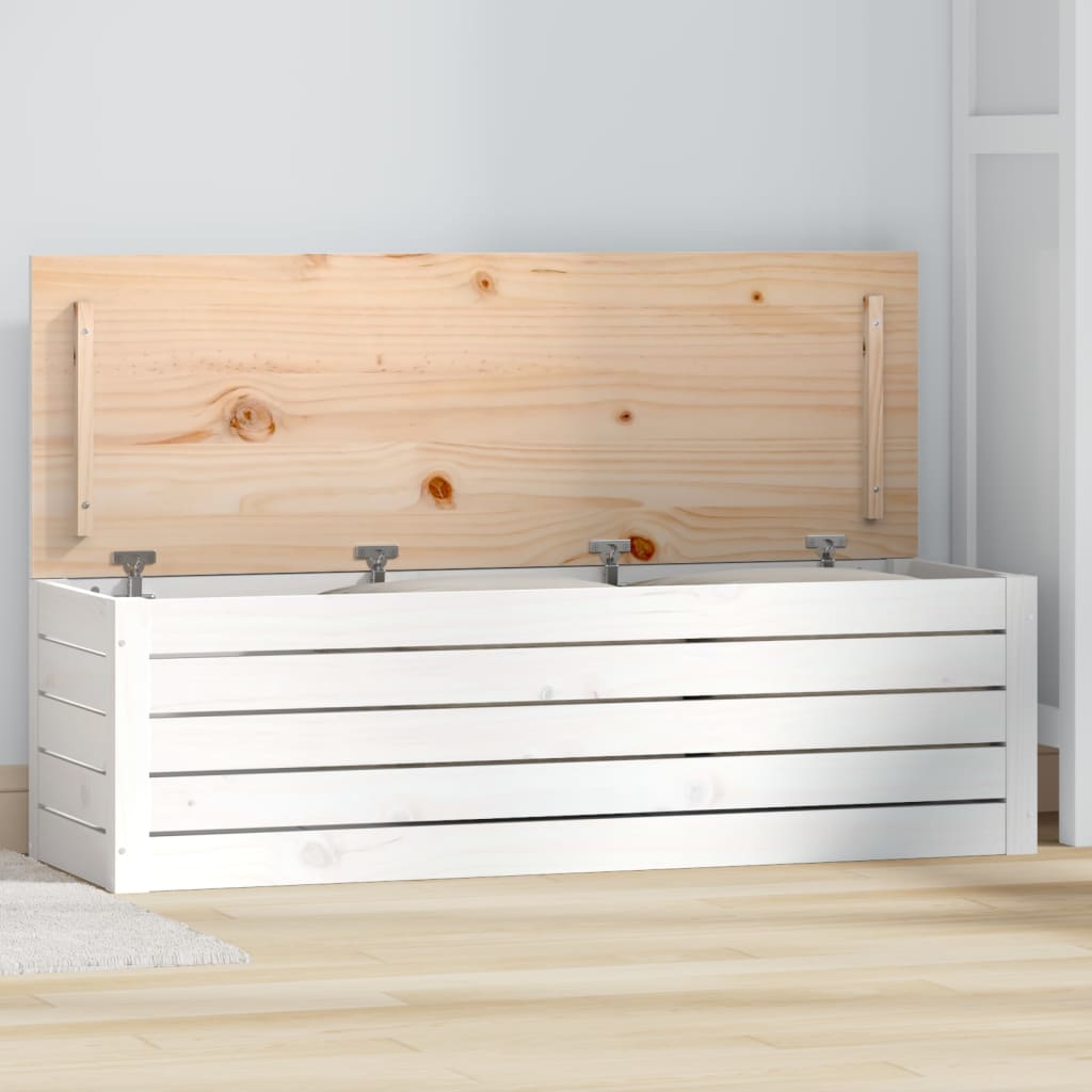 opbevaringskasse 109x36,5x33 cm massivt fyrretræ hvid
