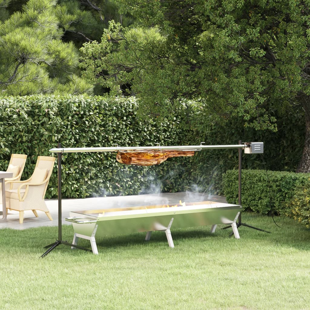 grillbakke 158x42x31 cm rustfrit stål sølvfarvet billede