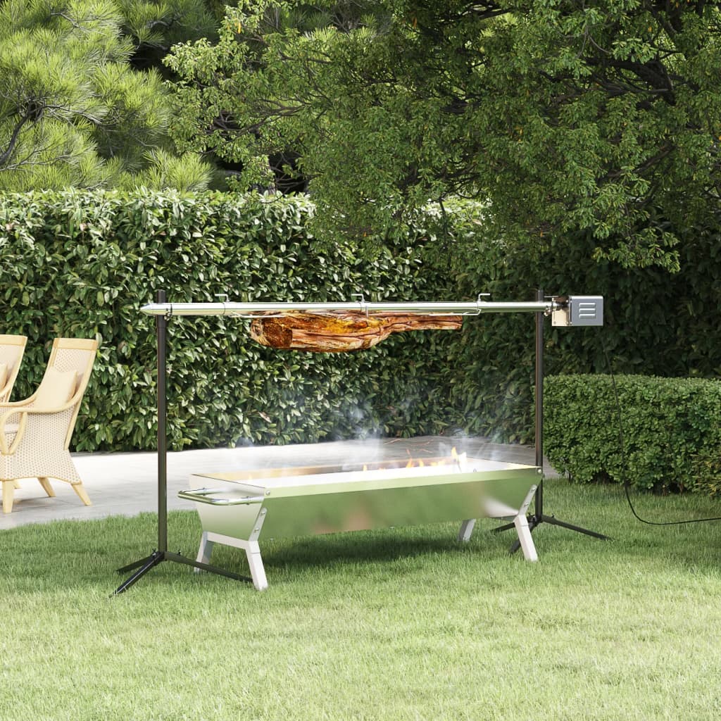 grillbakke 118x42x30,5 cm rustfrit stål sølvfarvet billede