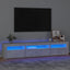 sengebord med LED-lys 195x35x40 cm betongrå