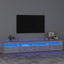 sengebord med LED-lys 240x35x40 cm betongrå
