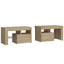 sengeborde 2 stk. med LED-lys 70x36,5x40 cm sonoma-eg
