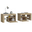 sengeborde 2 stk. med LED-lys 70x36,5x40 cm sonoma-eg