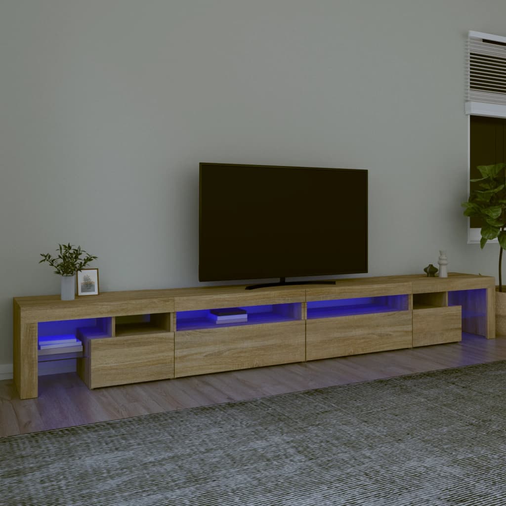 tv-bord med LED-lys 290x36,5x40 cm sonoma-eg