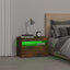 sengebord med LED-lys 60x35x40 cm røget egetræsfarve