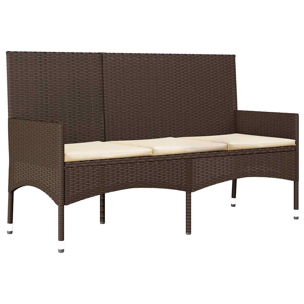 loungesæt til haven 4 dele med hynder polyrattan brun