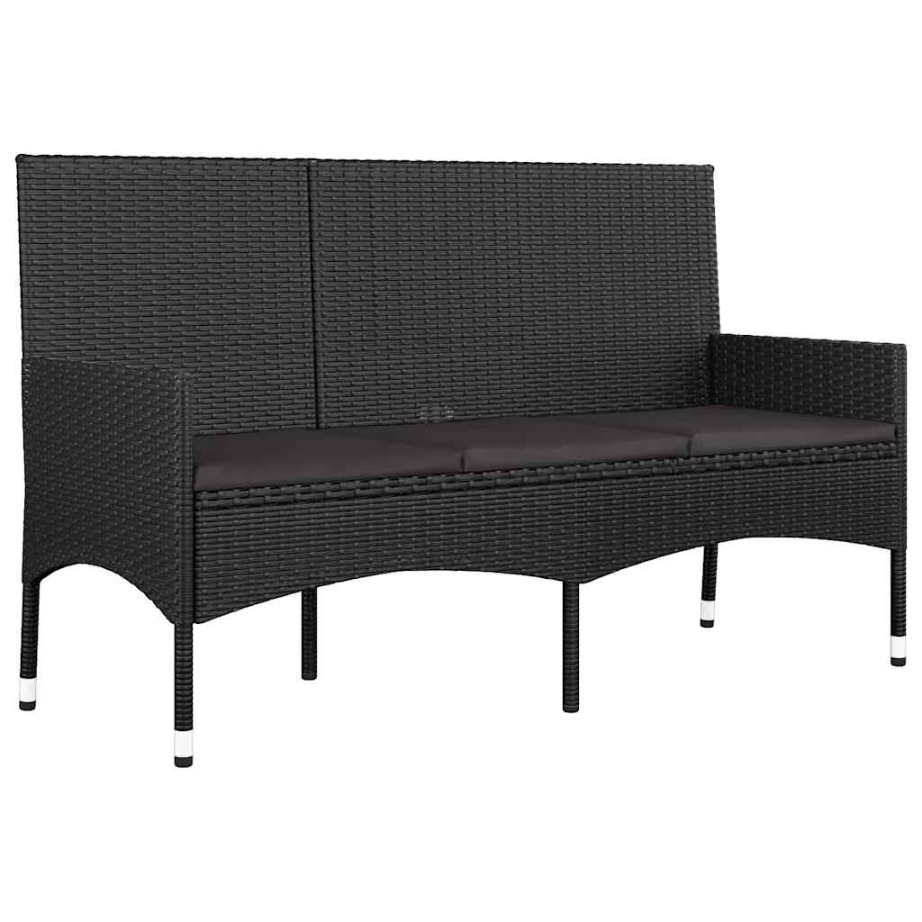 loungesæt til haven 4 dele med hynder polyrattan sort