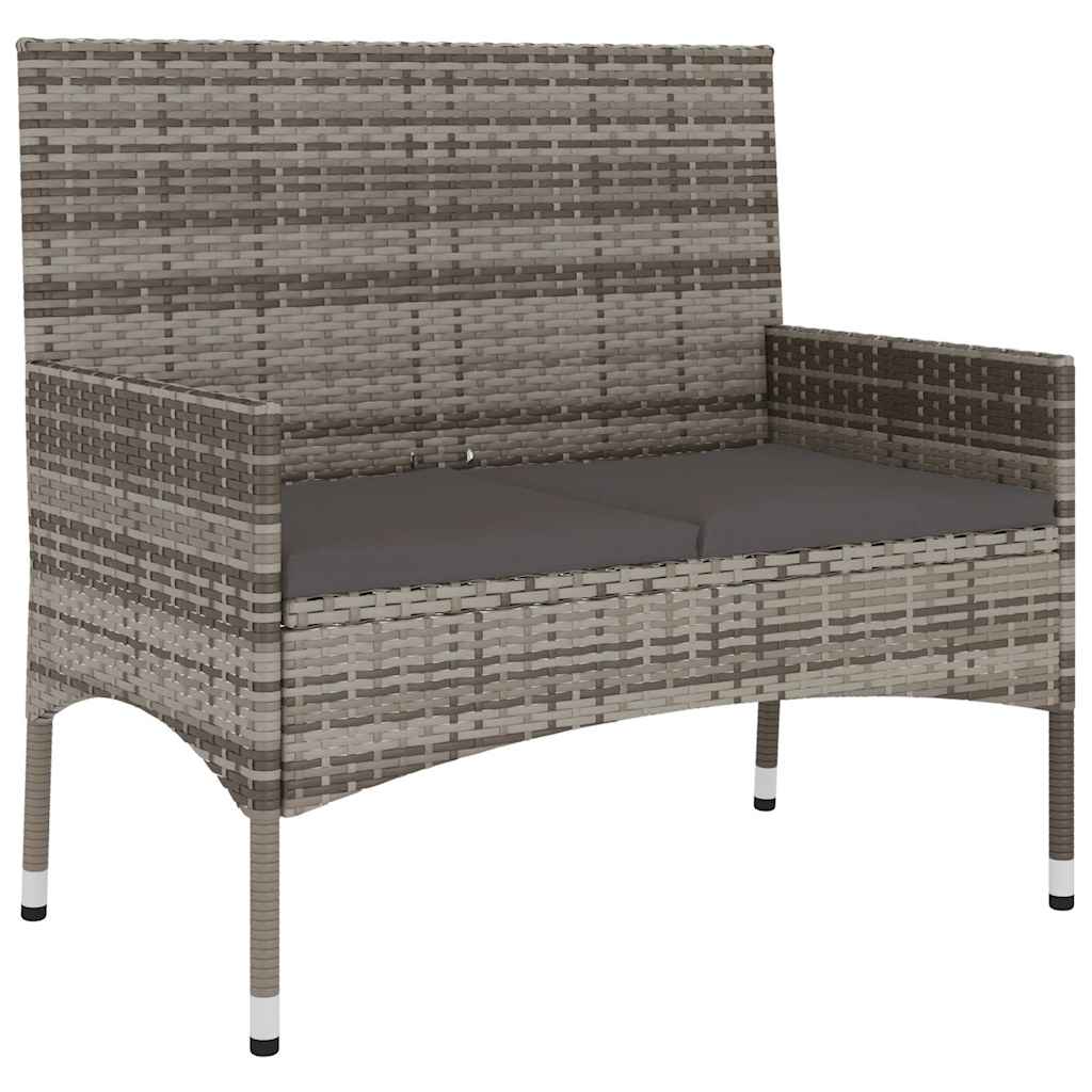 loungesæt til haven 6 dele med hynder polyrattan grå