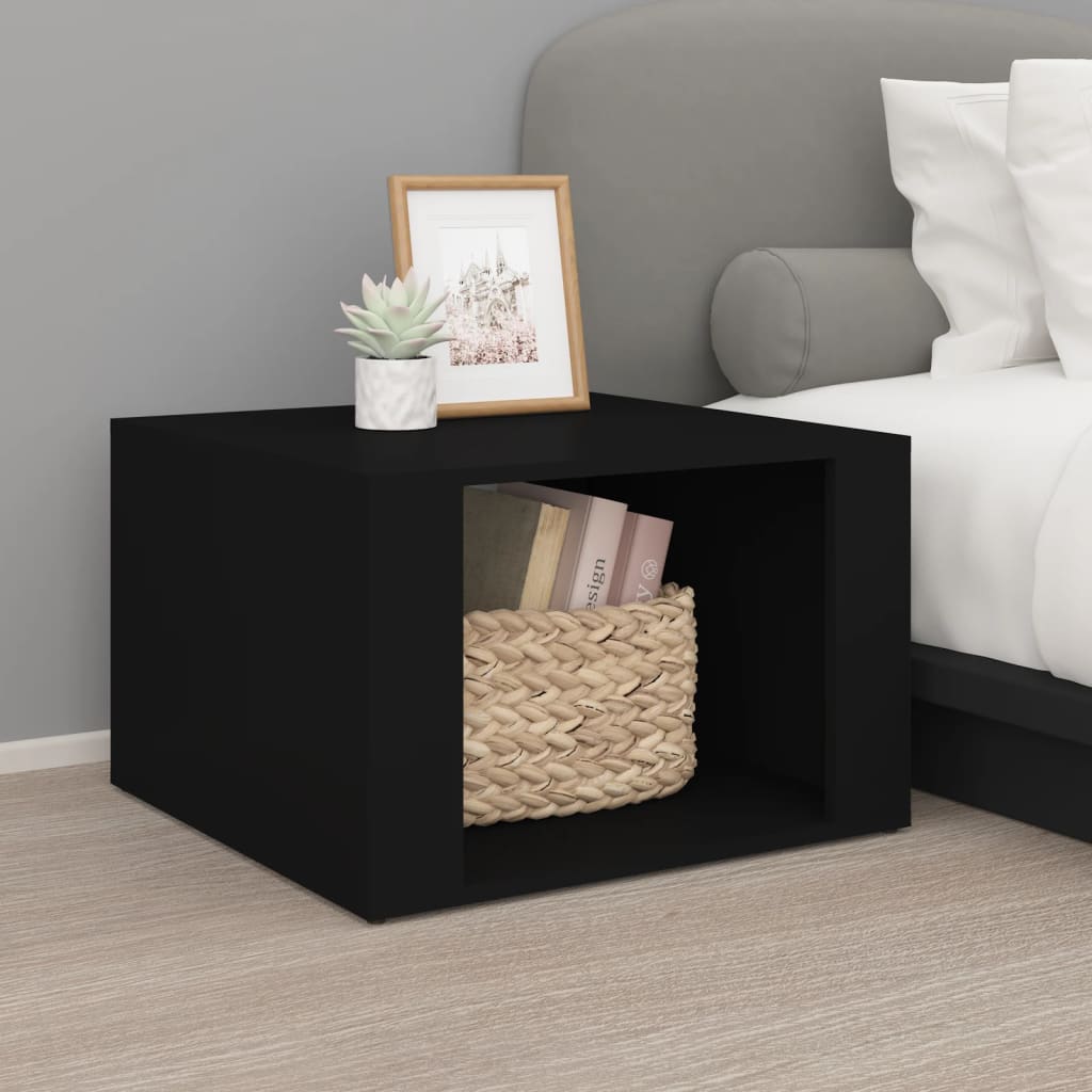 sengebord 57x55x36 cm konstrueret træ sort billede