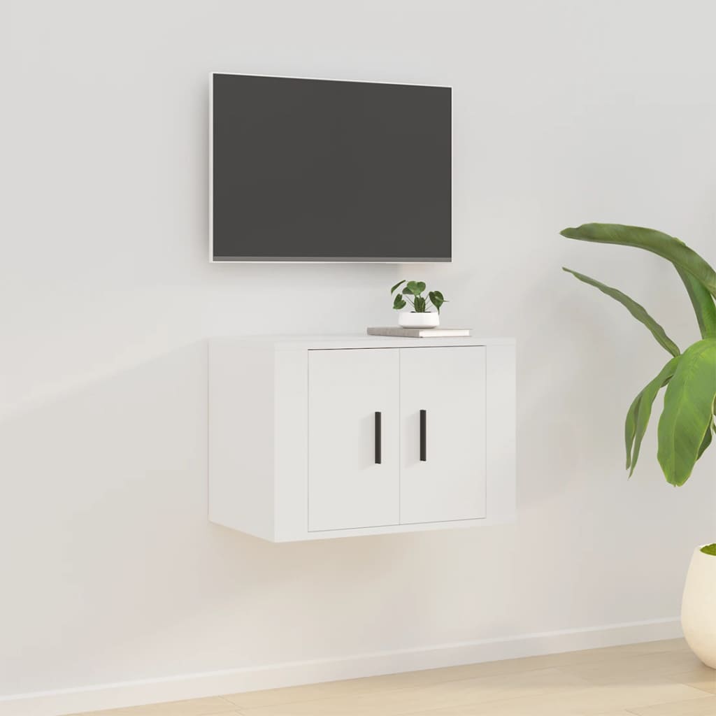 væghængt tv-skab 57x34,5x40 cm hvid