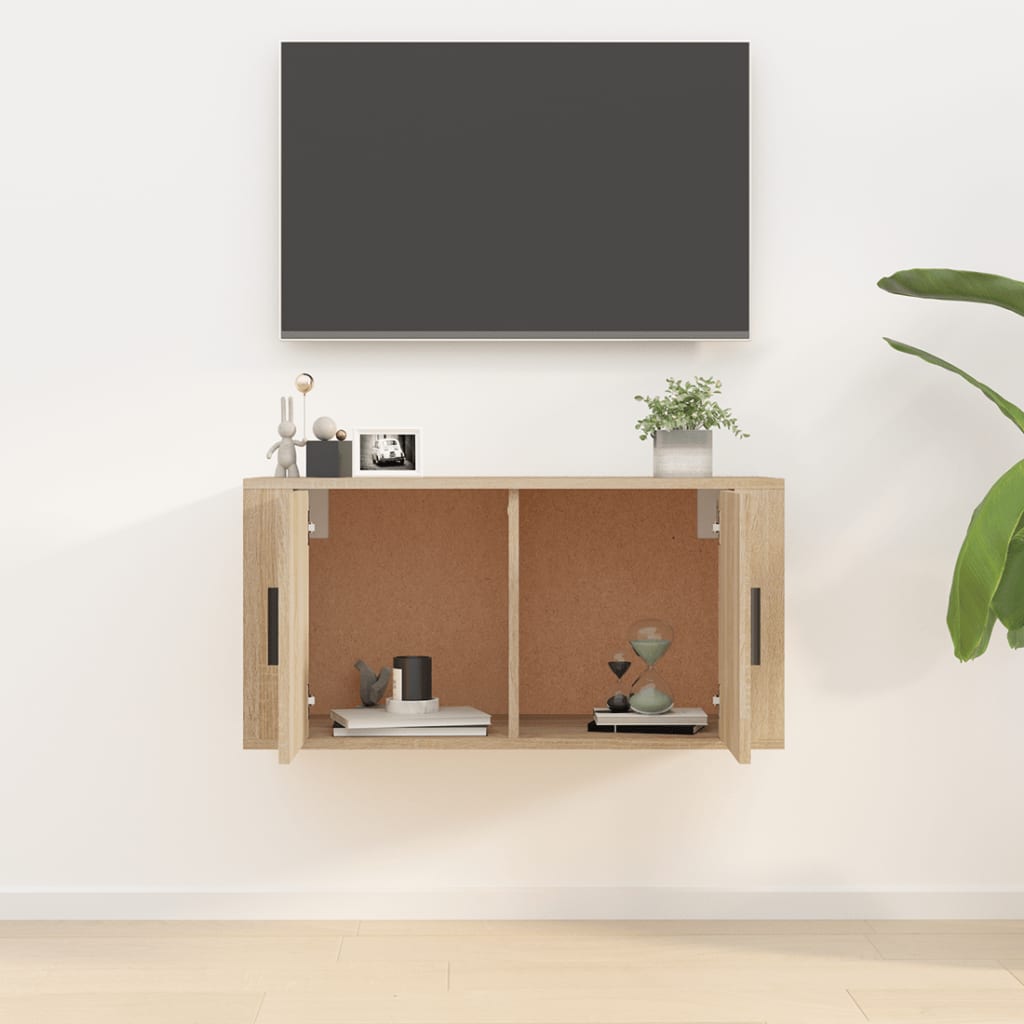 væghængt tv-skab 80x34,5x40 cm sonoma-eg