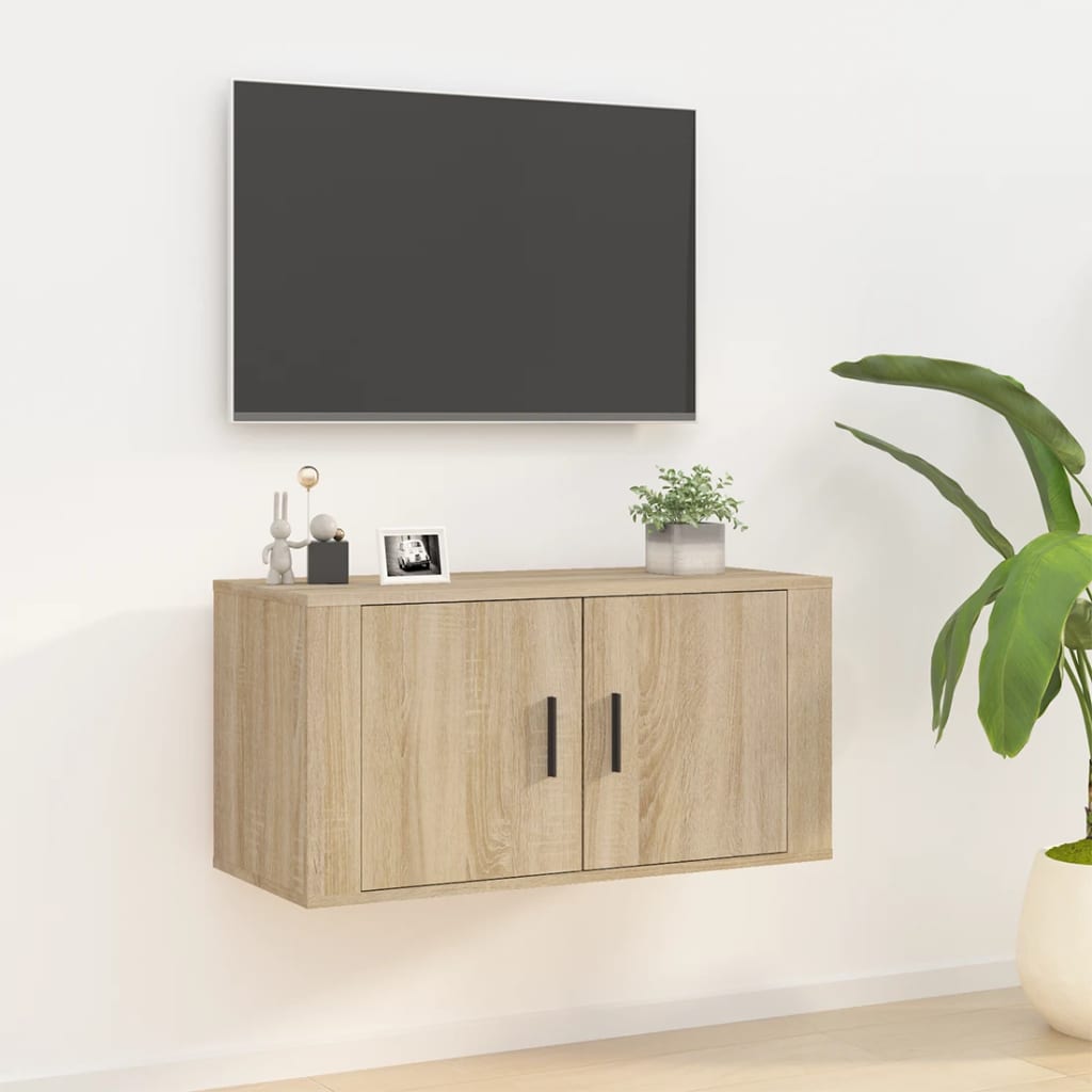 væghængt tv-skab 80x34,5x40 cm sonoma-eg