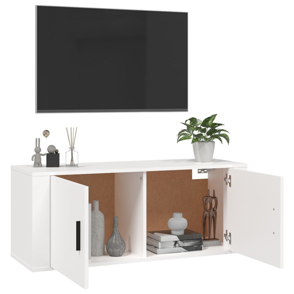 væghængt tv-skab 100x34,5x40 cm hvid