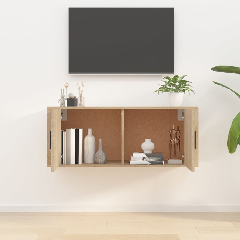 væghængt tv-skab 100x34,5x40 cm sonoma-eg
