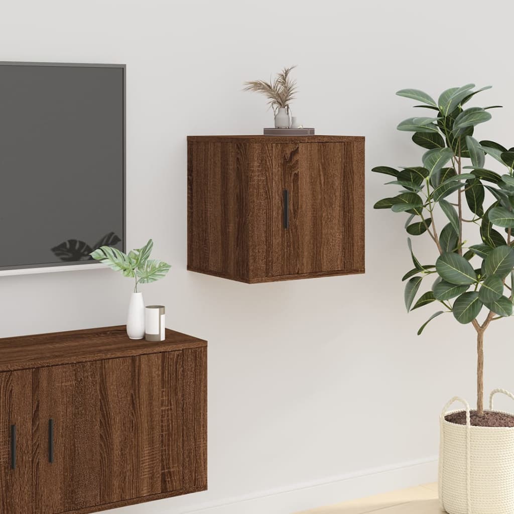 væghængt tv-skab 40x34,5x40 cm brun egetræ