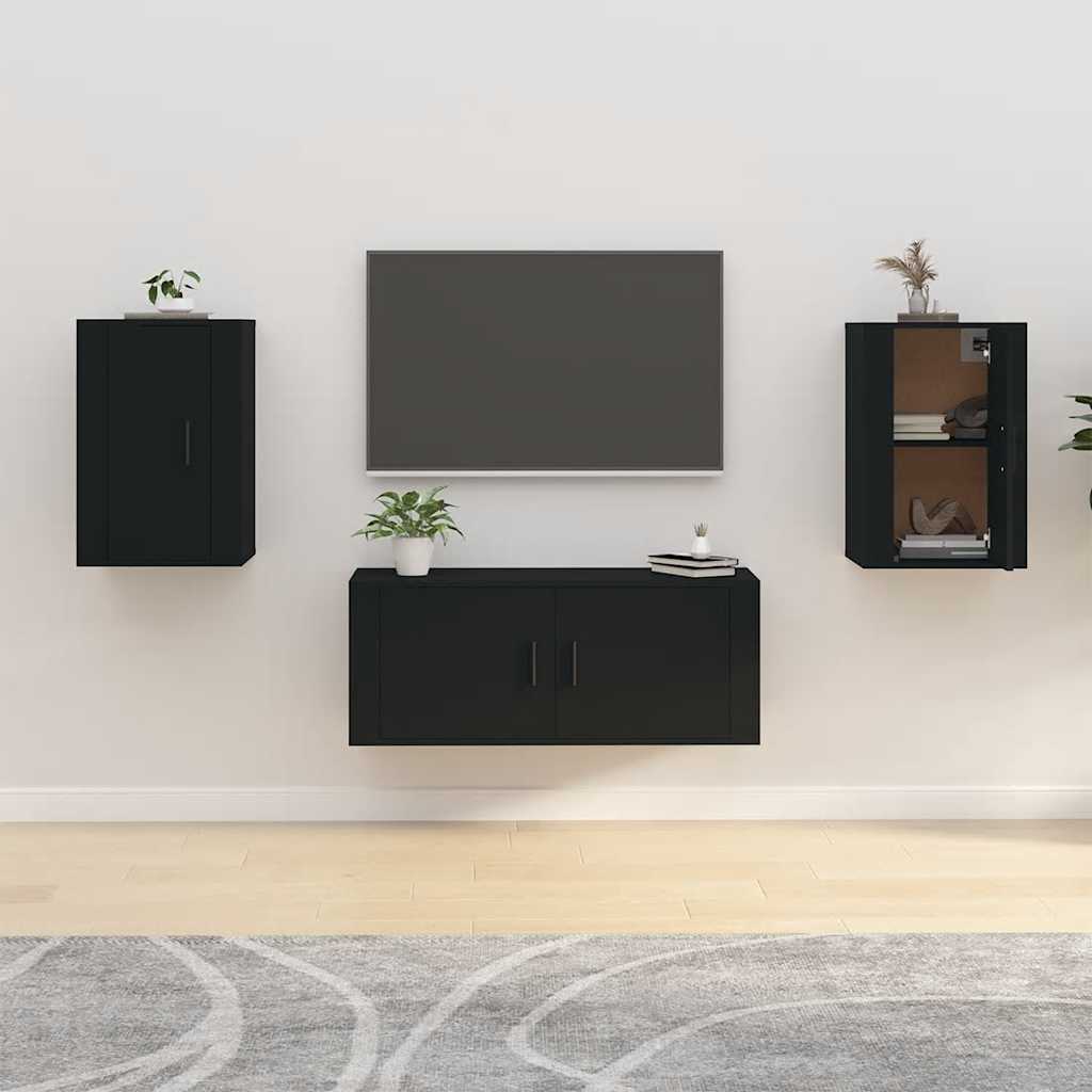 væghængte tv-skabe 2 stk. 40x34,5x60 cm sort