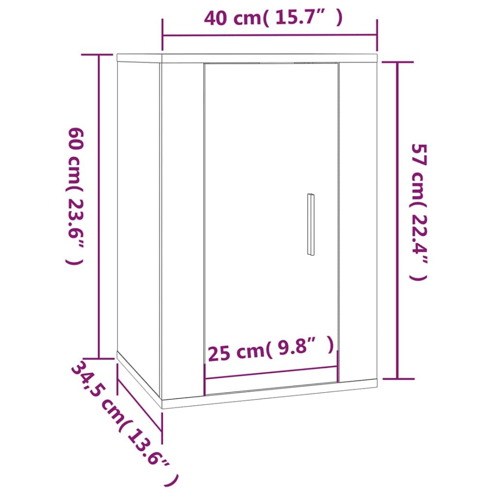 vægmonteret tv-skab 40x34,5x60 cm egetræ brun