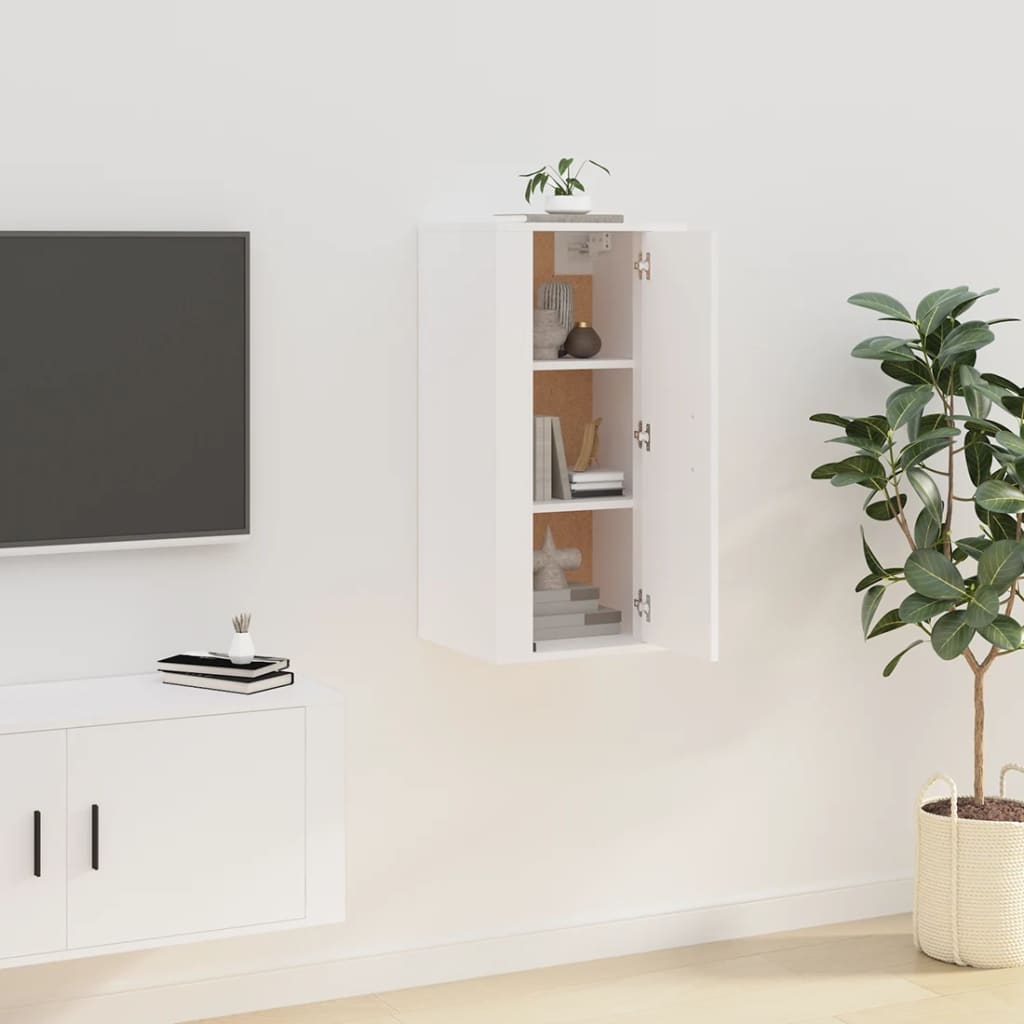 væghængt tv-skab 40x34,5x80 cm hvid