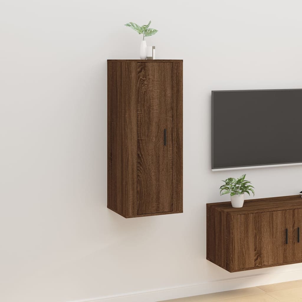 væghængt tv-skab 40x34,5x100 cm brun egetræ