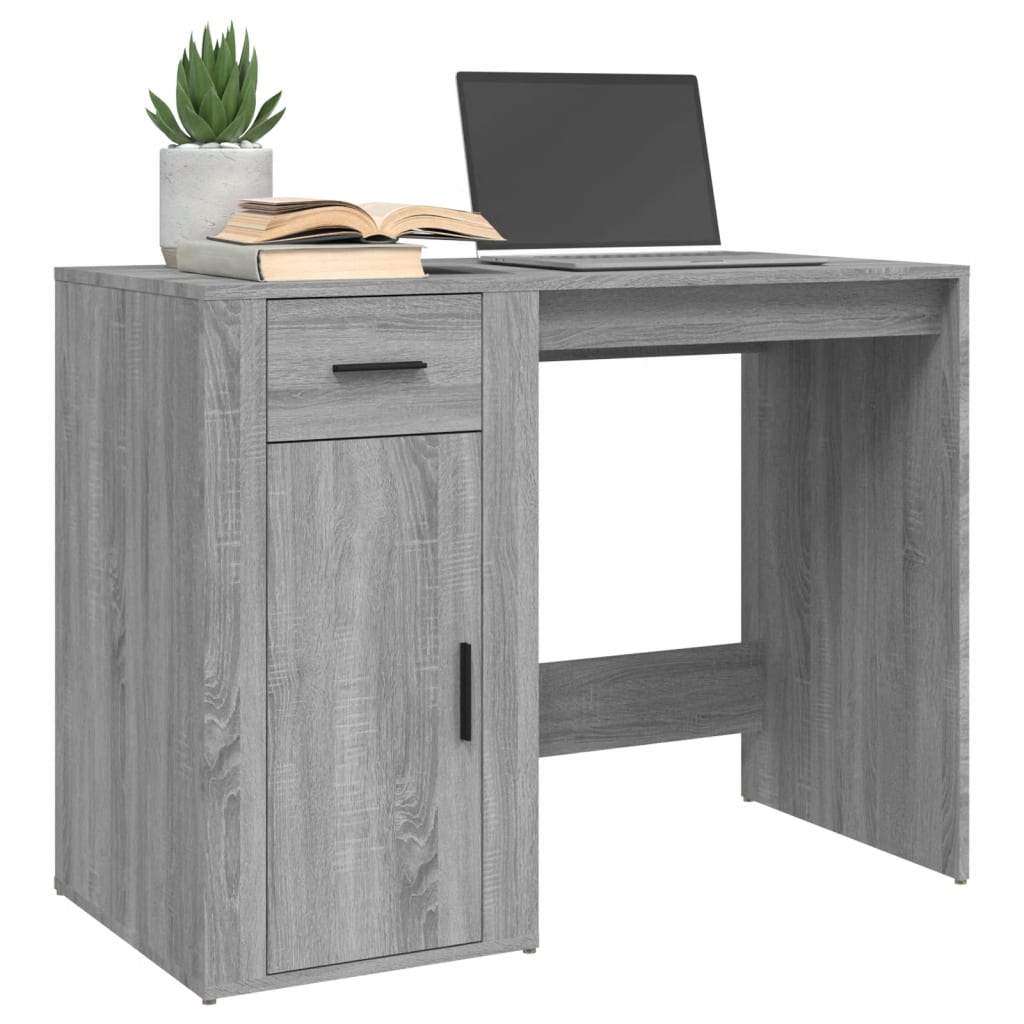 skrivebord 100x49x75 cm konstrueret træ grå sonoma-eg