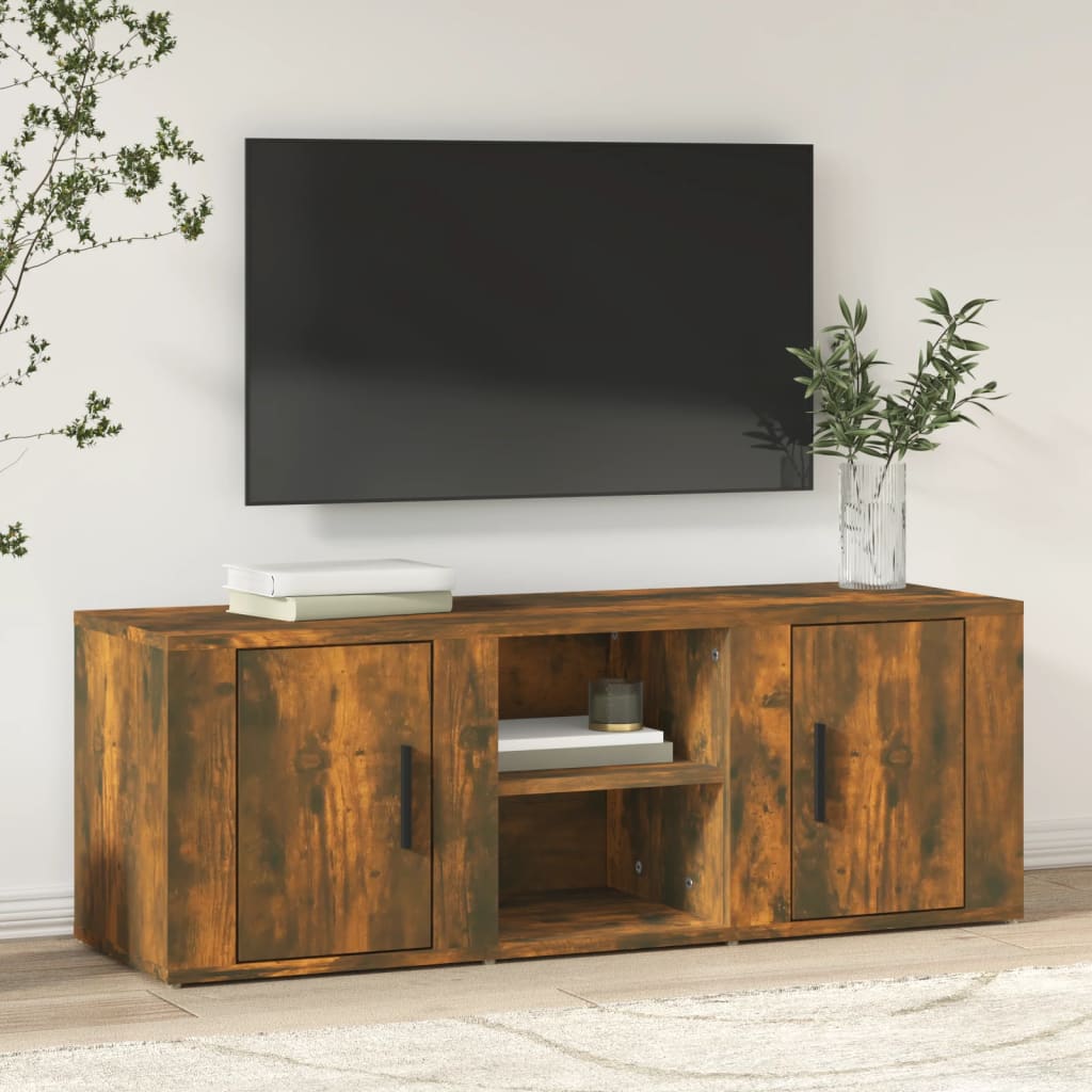 tv-bord 100x31,5x35 cm konstrueret træ røget egetræsfarve