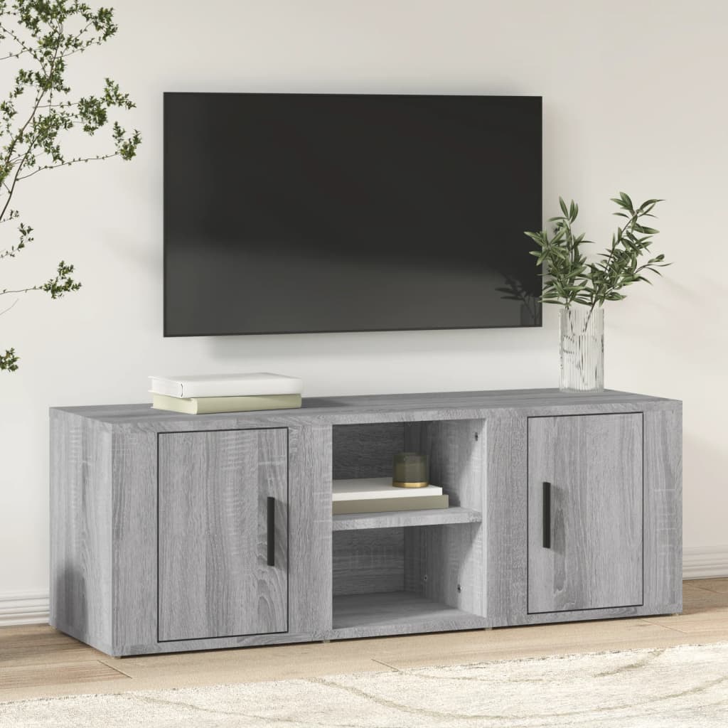 tv-bord 100x31,5x35 cm konstrueret træ grå sonoma-eg