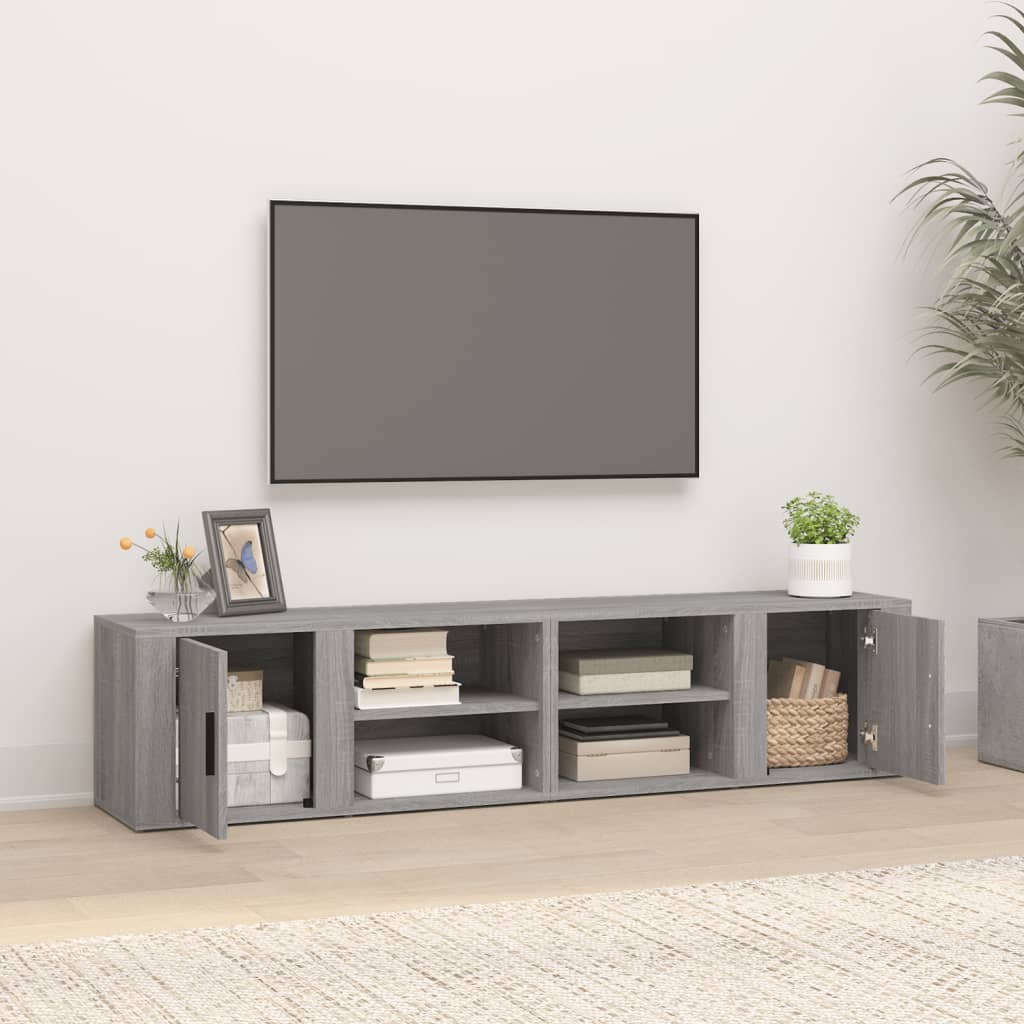 tv-skabe 2 stk. 80x31,5x36 cm konstrueret træ grå sonoma-eg