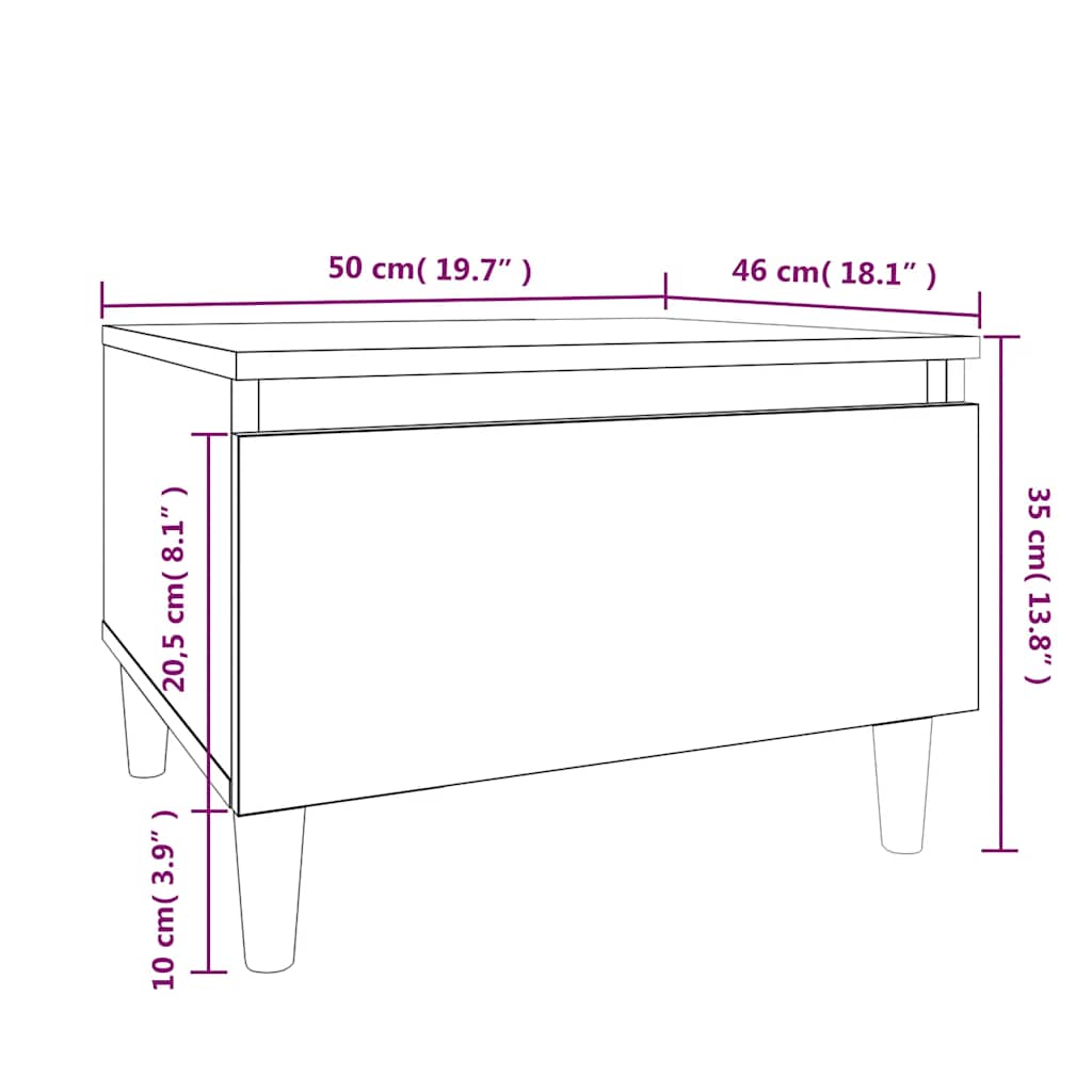 sidebord 50x46x35 cm konstrueret træ sort