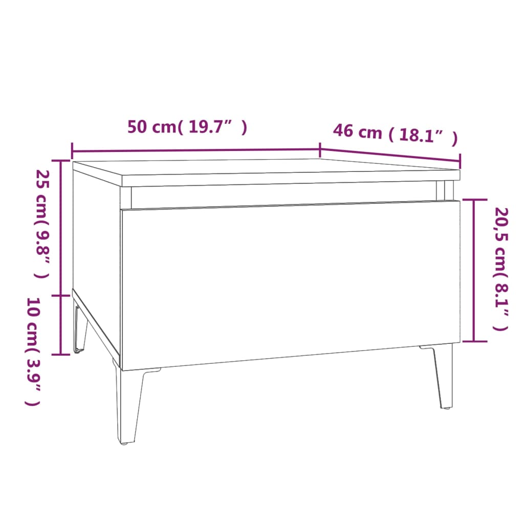 sideborde 2 stk. 50x46x35 cm konstrueret træ sonoma-eg
