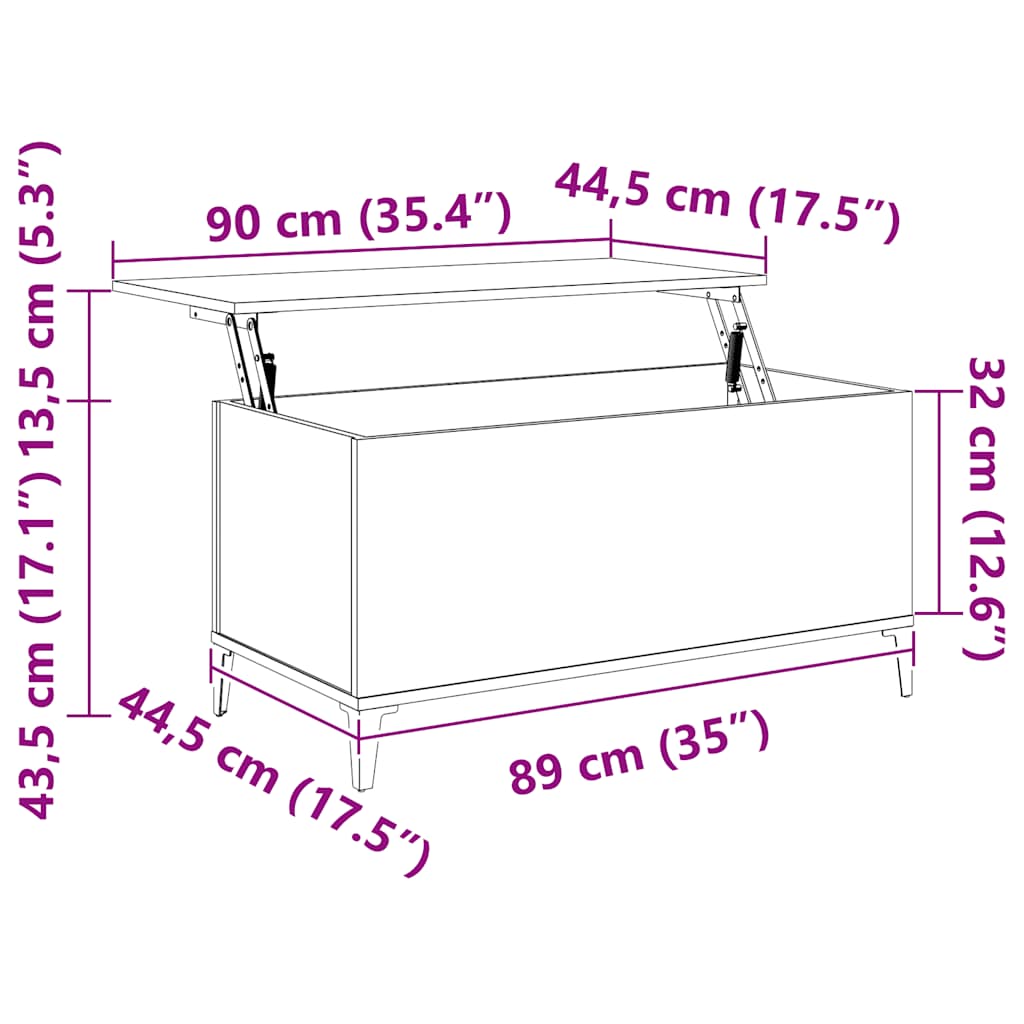 sofabord 90x44,5x45 cm konstrueret træ hvid