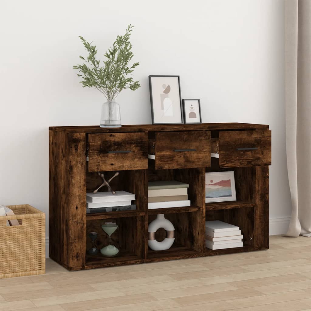 skænk 100x30x59,5 cm konstrueret træ røget egetræsfarve