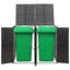 dobbelt skraldespandsskjuler 140x80x117 cm polyrattan sort