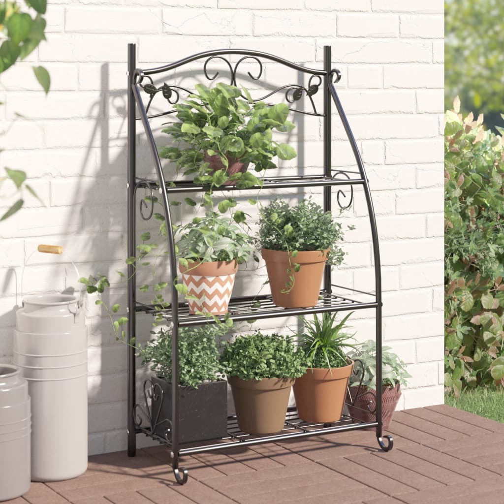blomsterstativ 56x30x96 cm stål sort billede