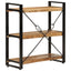 bogreol med 3 hylder 77x30x80 cm massivt mangotræ og jern