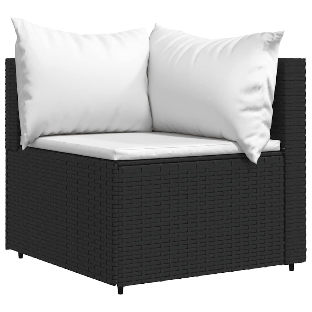 loungesæt til haven 4 dele med hynder polyrattan sort