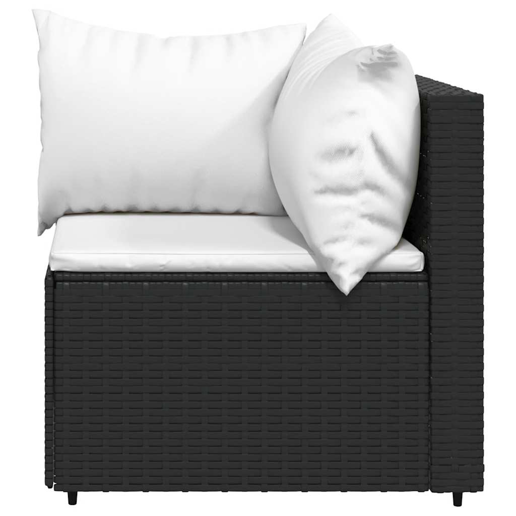loungesæt til haven 4 dele med hynder polyrattan sort